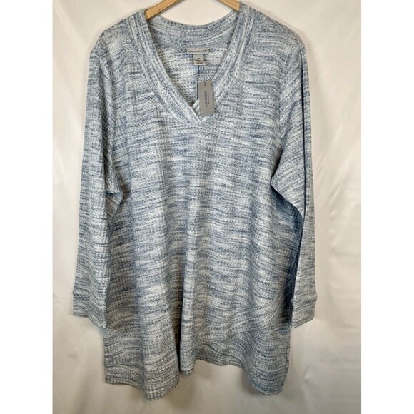 Catherine’s Blue Marled Long Sleeve V Neck Sweater Women’s Plus Size 2X New - Picture 1 of 5